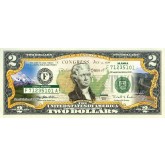 ALASKA State/Park COLORIZED Legal Tender U.S. $2 Bill with Security Features
