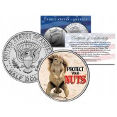 SQUIRREL POKER COIN Guard Card Cover PROTECT NUTS - Colorized JFK Half Dollar U.S. Coin