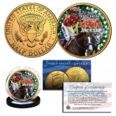 JUSTIFY 2018 TRIPLE CROWN WINNER Thoroughbred Racehorse 24K Gold Plated JFK Half Dollar U.S. Coin