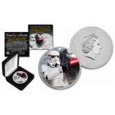 2018 NZM Niue 1 oz Pure Silver BU Star Wars STORMTROOPER Coin with DARTH VADER Backdrop - Limited of 218