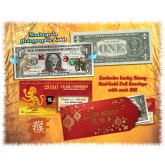 24KT GOLD 2016 Chinese New Year - YEAR OF THE MONKEY - Legal Tender U.S. $1 BILL - $1 Lucky Money
