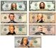Set of all 7 - COLORIZED 2-SIDED U.S. Bills Currency $1 / $2 / $5 / $10  /$20 / $50 / $100