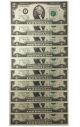 10 Consecutive Serial Number 2003 US $2 STAR NOTES Two-Dollar Bills Uncirculated in 10-Pocket Portfolio Album