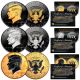 1964 Silver Kennedy Half Dollar SET of 3 Rare Metal Versions (Black Ruthenium, Silver, 24K Gold) 
