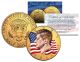 Colorized - FLOWING FLAG - 2016 JFK Kennedy Half Dollar US Coin (P Mint) - 24K Gold Plated