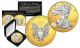 2018 Silver Eagle Uncirculated 1 oz Ounce U.S. Coin * Mixed-Metals Select Mirror Finish * .999 FINE SILVER GILDED with 24K Gold Backdrop (with BOX) 