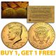 24K GOLD PLATED 2019-D JFK Kennedy Half Dollar Coin with Capsule (D Mint) BUY 1 GET 1 FREE 