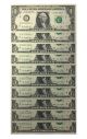 10 Consecutive Serial Number US $1 STAR NOTES One-Dollar Bills Uncirculated in 10-Pocket Portfolio Album