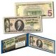 1861 Alexander Hamilton Demand Note Civil War $5 Banknote on Genuine Modern $5 U.S. Bill