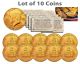Bicentennial 1976 JFK Kennedy Half Dollar US Coins 24K GOLD PLATED w/Capsules (Quantity 10)