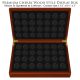 Deluxe Heirloom Cherry Wood Style Coin Presentation 56-Coin Display Box – Holds Any Coin Capsule with Outside Dimension of 1.25 Inches (24MM)