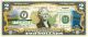 VERMONT State/Park COLORIZED Legal Tender U.S. $2 Bill with Security Features