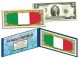 ITALY - Official Flags of the World Genuine Legal Tender U.S. $2 Two-Dollar Bill Currency Bank Note