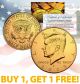 24K GOLD PLATED 2013 JFK Kennedy Half Dollar Coin w/Capsule - BUY 1 GET 1 FREE - bogo