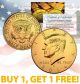 24K GOLD PLATED 2014 JFK Kennedy Half Dollar Coin w/Capsule - BUY 1 GET 1 FREE - bogo