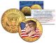 Colorized - FLOWING FLAG - 2014 JFK Kennedy Half Dollar US Coin P Mint - 24K Gold Plated