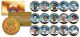 GOLDEN BASEBALL LEGENDS Colorized JFK Half Dollars 15-Coin Set 24K Gold Plated - Officially Licensed