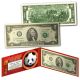 Chinese Panda Lucky Money Double 88 Serial Number U.S. $2 Bill with Red Folio