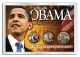 BARACK OBAMA 24K Gold Plated Presidential $1 & State Quarters 3-Coin US Set in 4x6 Display