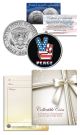 PEACE SIGN - Hand Symbol - Patriotic Keepsake Gift - JFK Kennedy Half Dollar US Colorized Coin