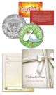 STORK - Congratulations Baby Gift Keepsake - JFK Kennedy Half Dollar U.S. Colorized Coin
